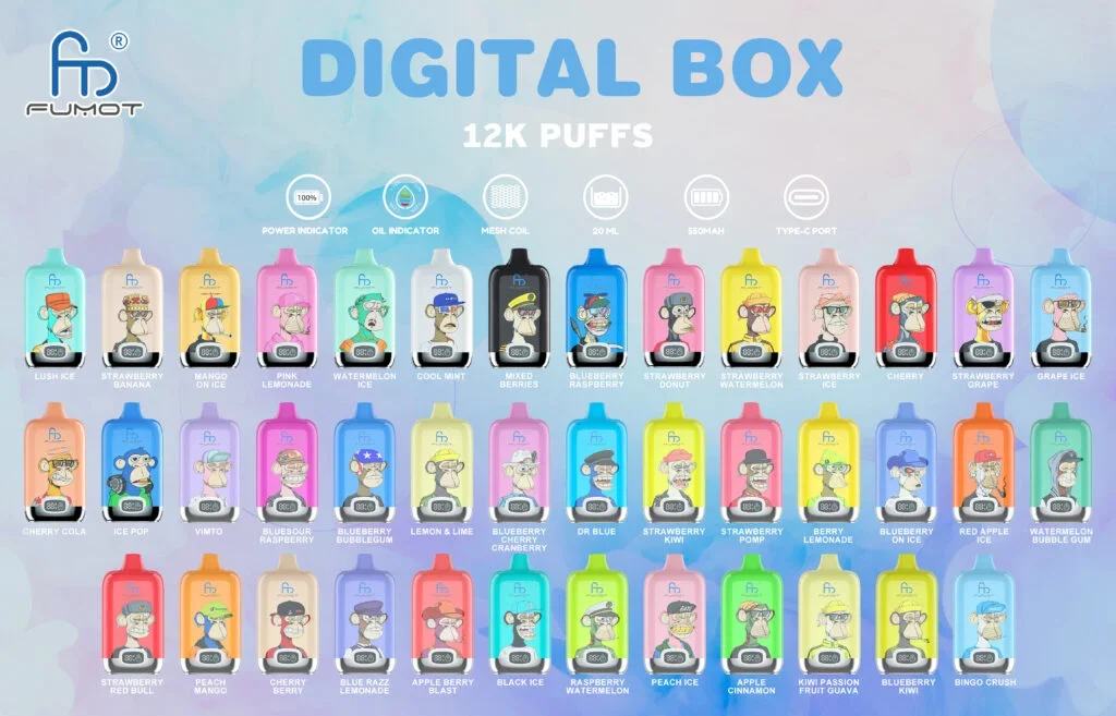 ⭐Fumot Tornado Digital Box 12000 Puffs -50+ Flavour Choices 🍇🍉🍋